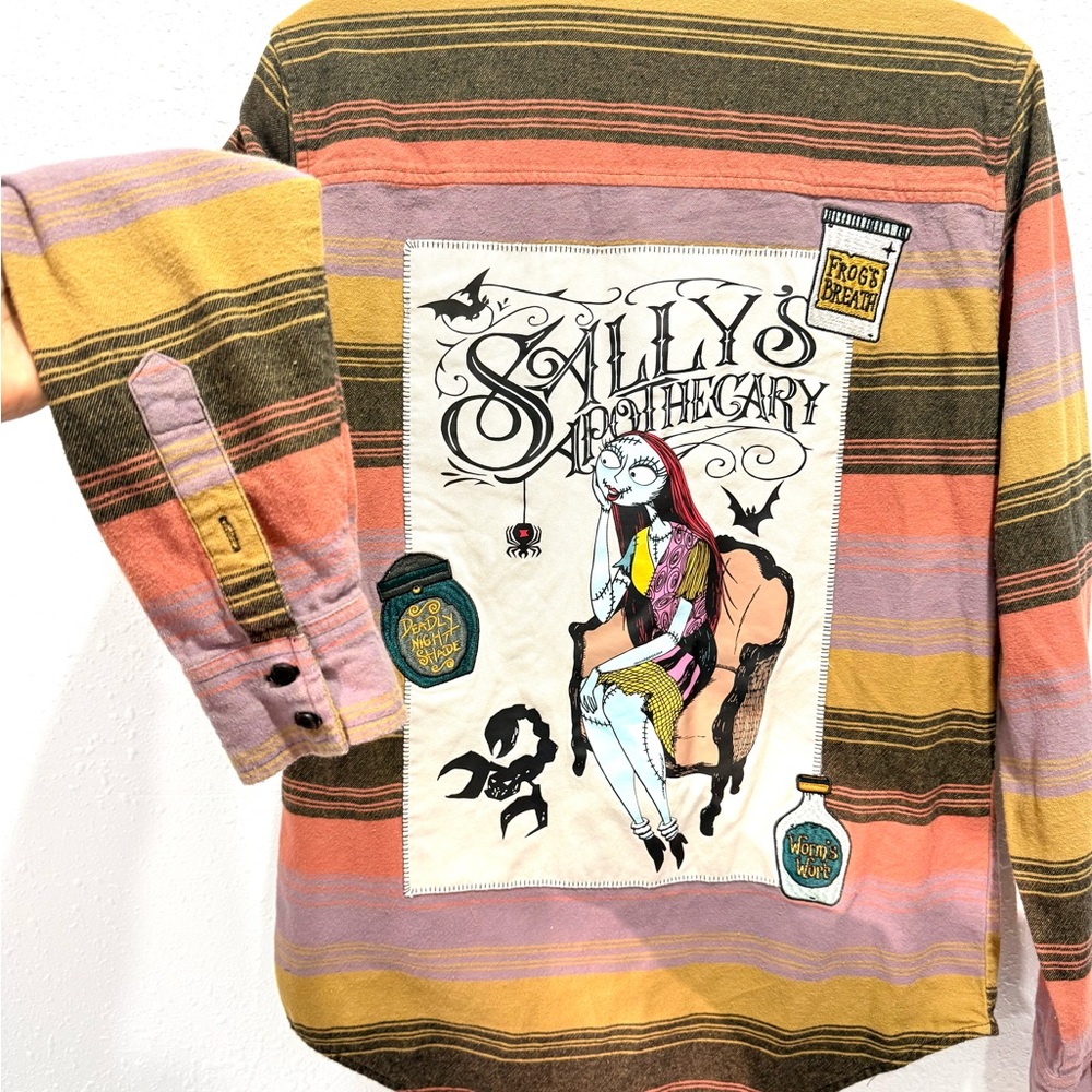 Disney The Nightmare‎ Before Christmas Sally Striped Flannel Shirt S - Picture 7 of 10